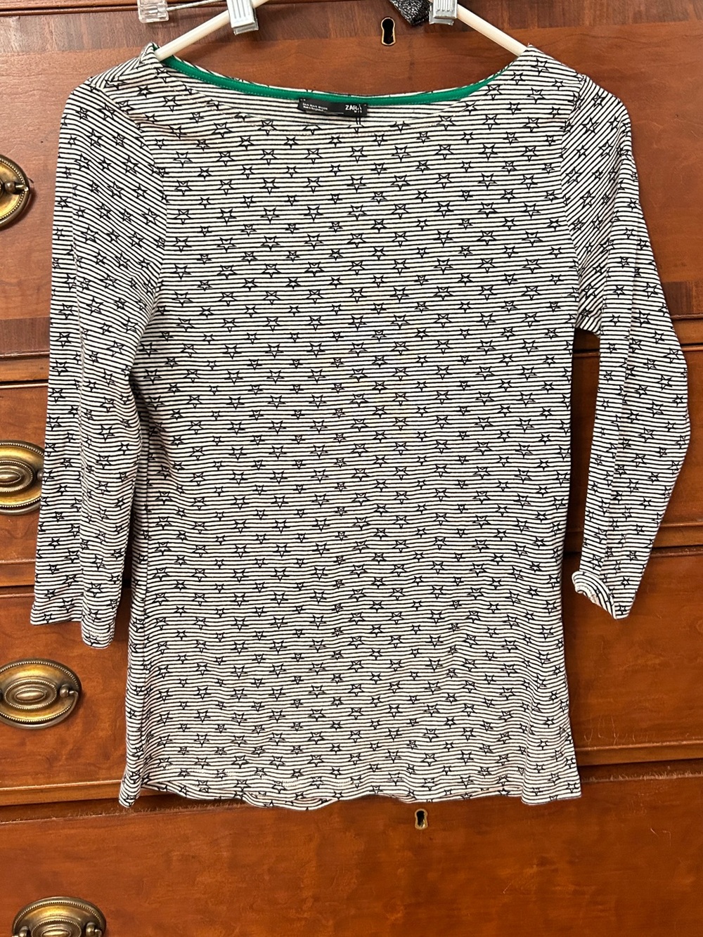 Zara Star Print Boat Neck Top